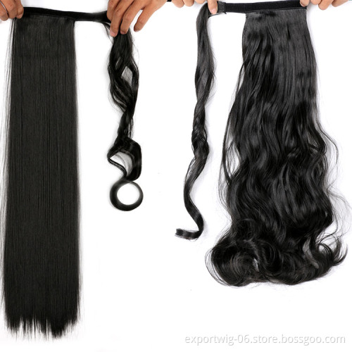 Straight Ponytails Hair Extensions Ombre Color Long Ponytail  Braiding Hair Pony Style Braid Hair Synthetic Fiber Yaki For Women